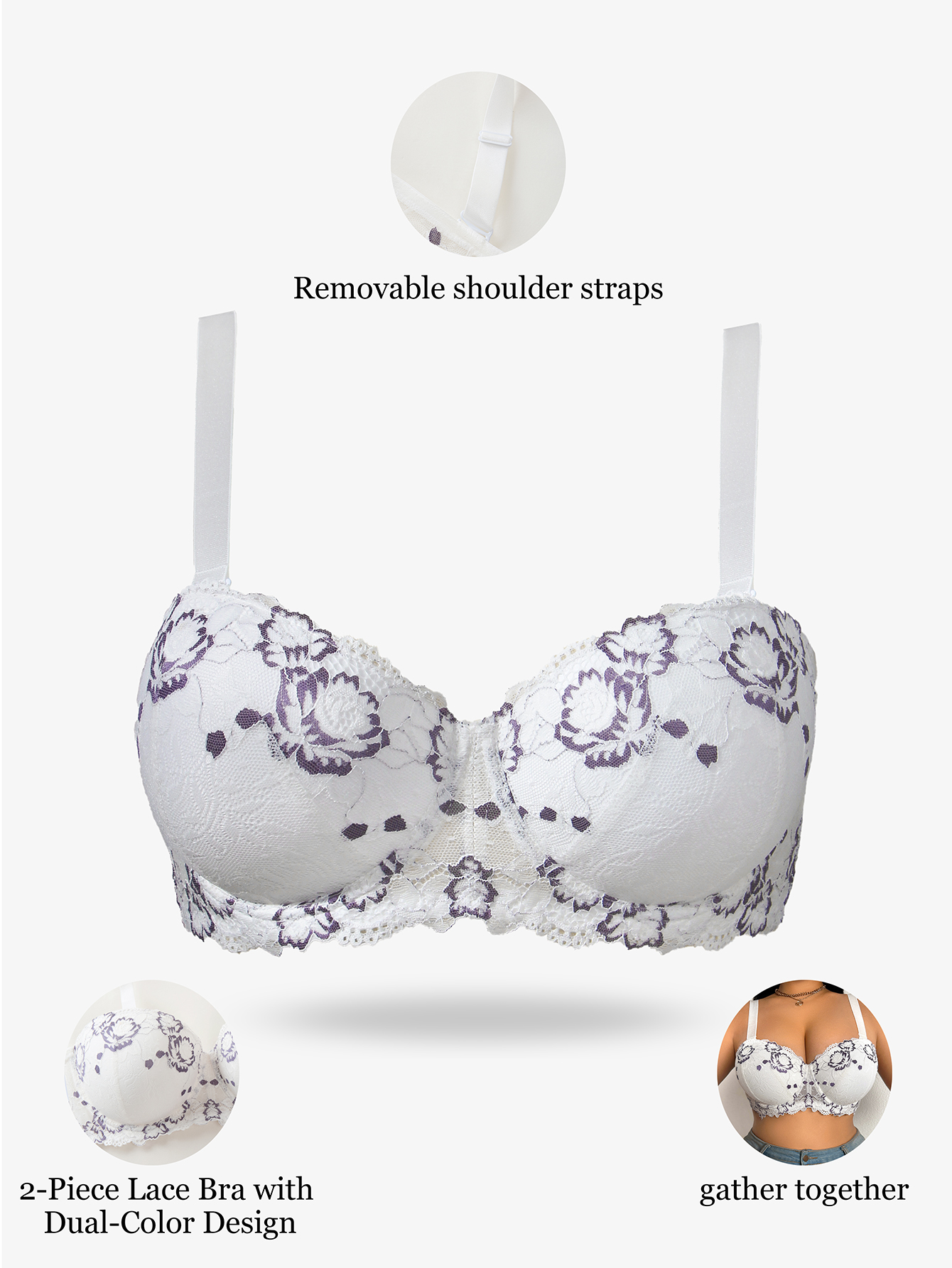Plus Size Lace & Embroidery Wo - Minimizer Bra Women review and price