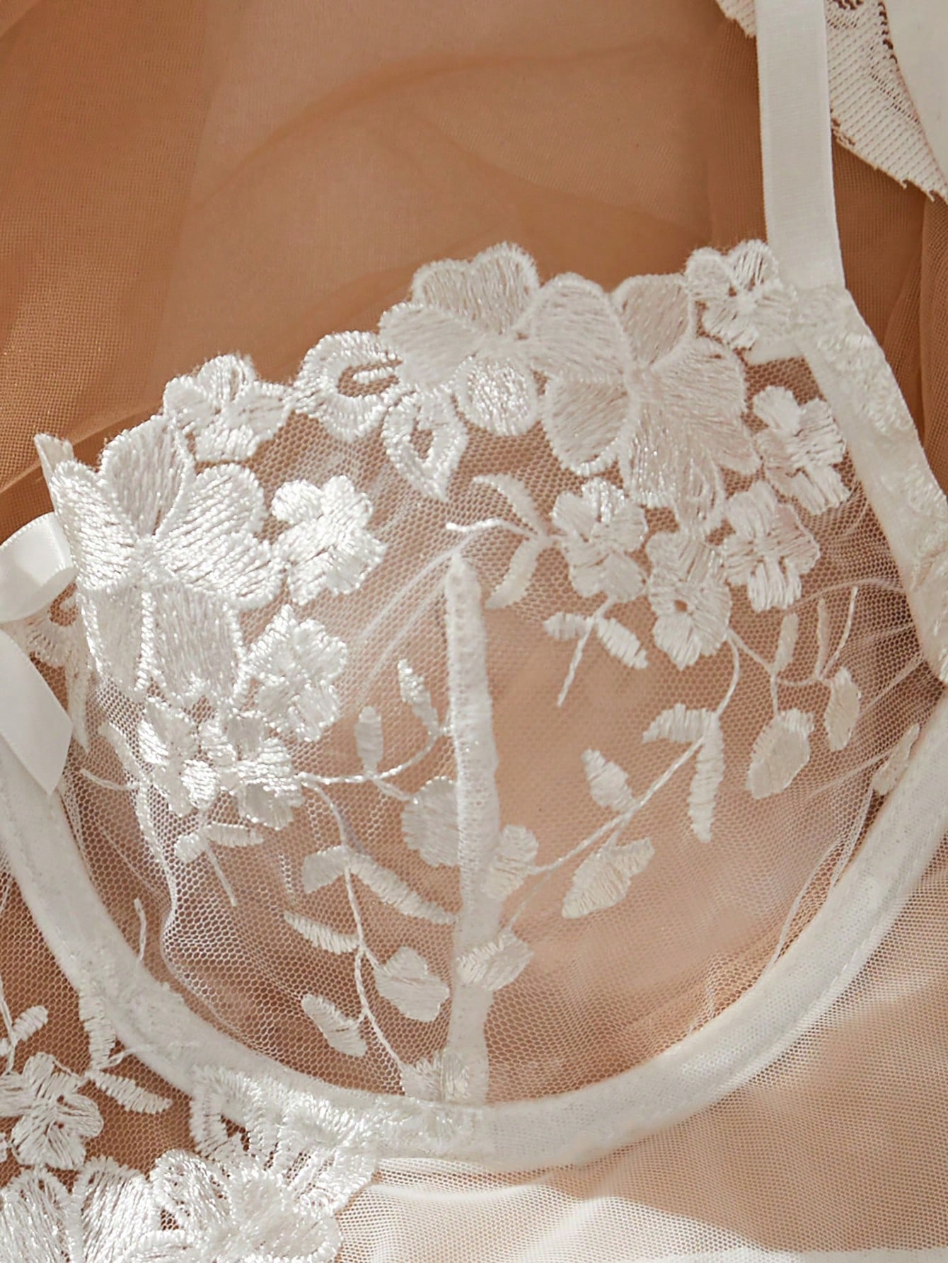Romantic White Floral Lace Lin - Sheer Bra Lace review and price