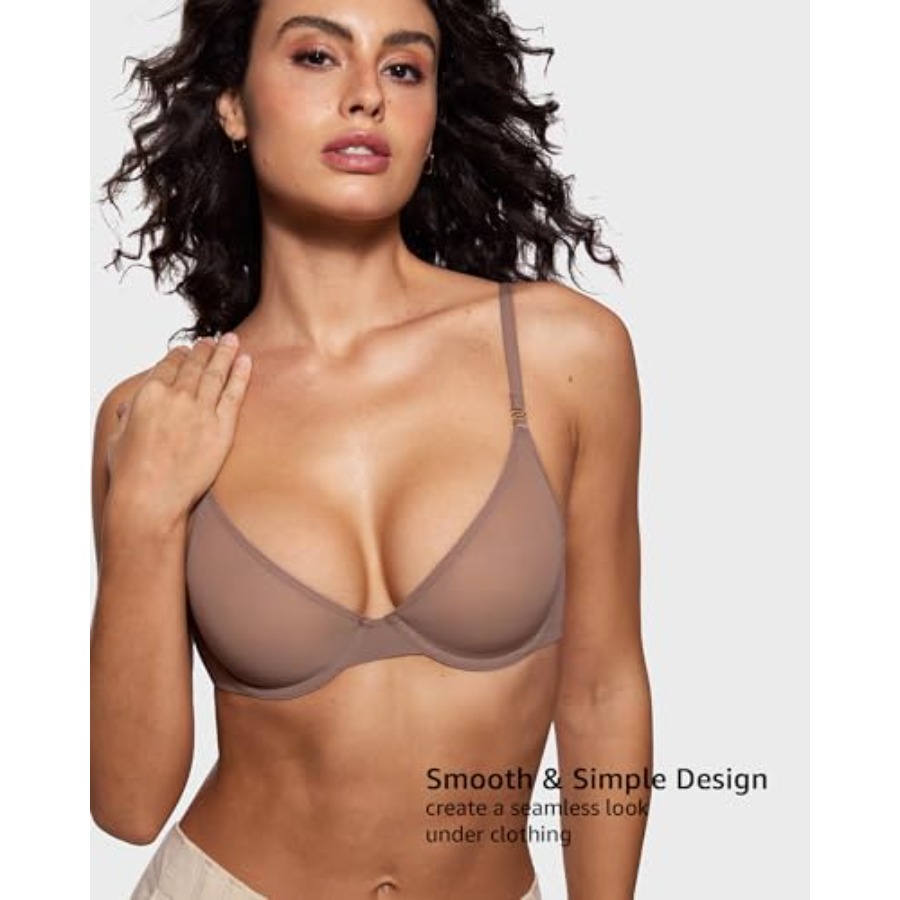 Women's Cosnufy Sheer Balconet - Demi Bra Balconette review and price