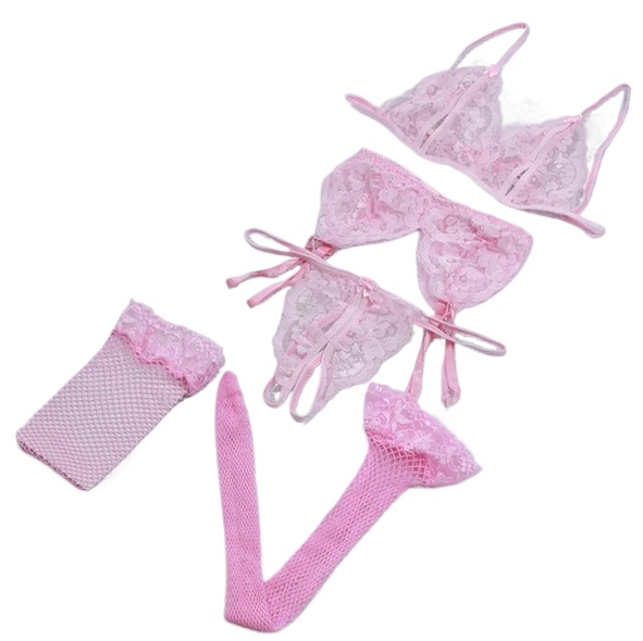 Lace Women Lingerie Set 4 Pcs  - Sheer Mesh Bra review and price