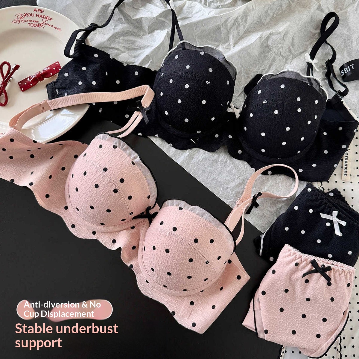 Lace Polka Dot Bra Two-Piece S - Cotton Bra Everyday review and price